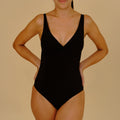 Aura black maternity and nursing bodysuit front view