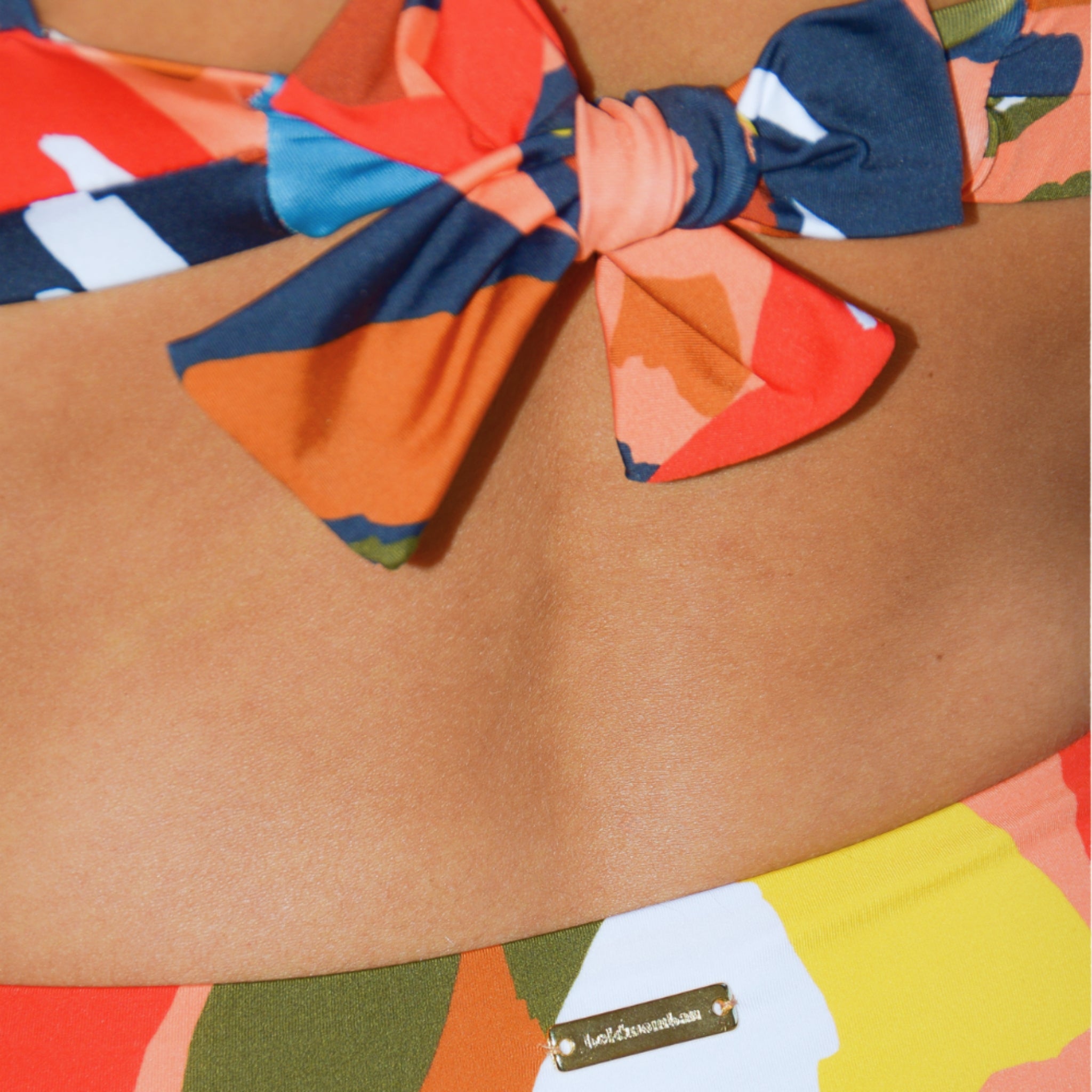 Vini multicolor maternity and nursing bikini top with ruffle detail, made in Spain